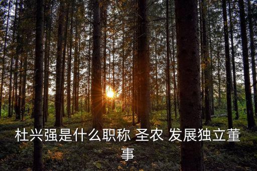 杜興強(qiáng)是什么職稱 圣農(nóng) 發(fā)展獨(dú)立董事