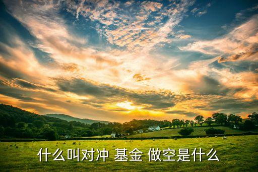 什么叫對沖 基金 做空是什么
