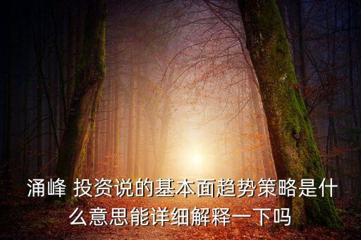  涌峰 投資說的基本面趨勢(shì)策略是什么意思能詳細(xì)解釋一下嗎