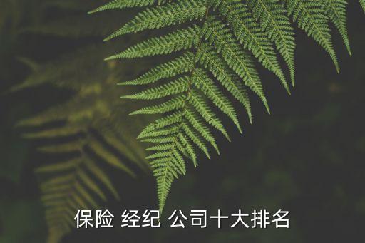 保險 經紀 公司十大排名