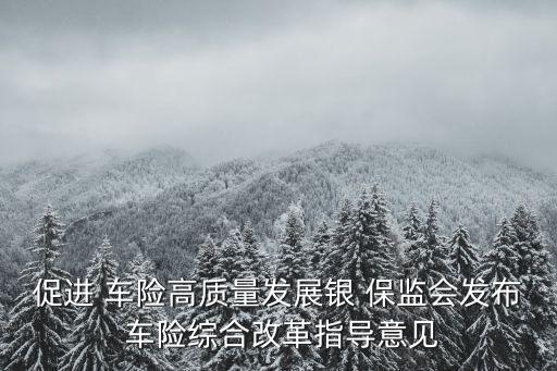 促進(jìn) 車險高質(zhì)量發(fā)展銀 保監(jiān)會發(fā)布 車險綜合改革指導(dǎo)意見