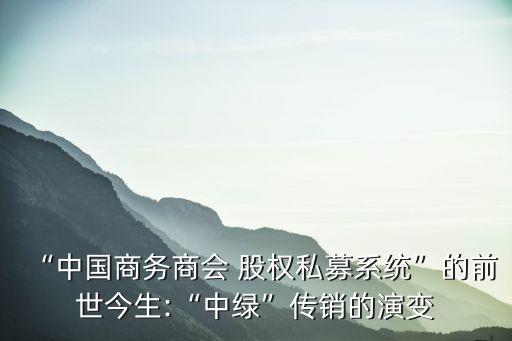 “中國(guó)商務(wù)商會(huì) 股權(quán)私募系統(tǒng)”的前世今生:“中綠”傳銷(xiāo)的演變