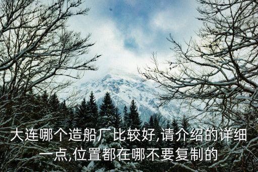 大連哪個造船廠比較好,請介紹的詳細一點,位置都在哪不要復制的