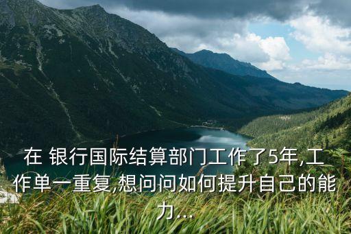 在 銀行國(guó)際結(jié)算部門工作了5年,工作單一重復(fù),想問問如何提升自己的能力...