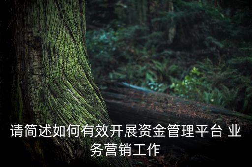 請簡述如何有效開展資金管理平臺 業(yè)務(wù)營銷工作