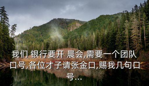 我們 銀行要開 晨會(huì),需要一個(gè)團(tuán)隊(duì)口號,各位才子請張金口,賜我?guī)拙淇谔?..