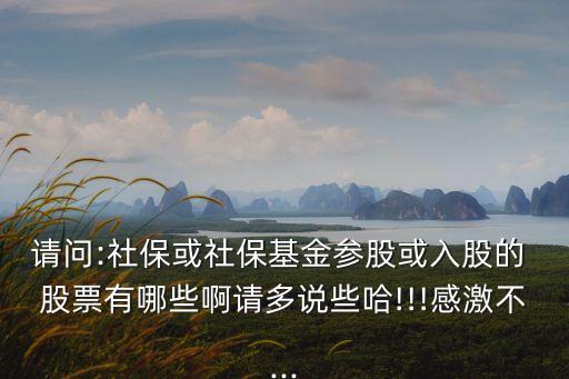 請(qǐng)問(wèn):社?；蛏绫；饏⒐苫蛉牍傻?股票有哪些啊請(qǐng)多說(shuō)些哈!!!感激不...