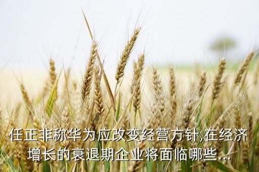 任正非稱(chēng)華為應(yīng)改變經(jīng)營(yíng)方針,在經(jīng)濟(jì)增長(zhǎng)的衰退期企業(yè)將面臨哪些...