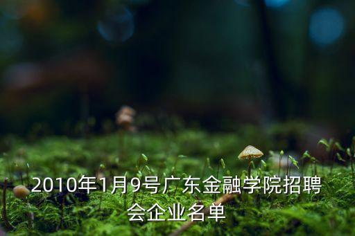 2010年1月9號廣東金融學(xué)院招聘會企業(yè)名單