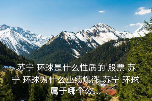  蘇寧 環(huán)球是什么性質(zhì)的 股票 蘇寧 環(huán)球?yàn)槭裁礃I(yè)績爆漲 蘇寧 環(huán)球?qū)儆谀膫€(gè)公...