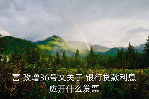 營 改增36號文關(guān)于 銀行貸款利息應(yīng)開什么發(fā)票