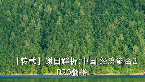【轉載】謝田解析:中國 經濟能否2020翻番