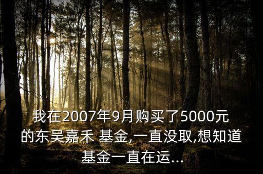 我在2007年9月購(gòu)買(mǎi)了5000元的東吳嘉禾 基金,一直沒(méi)取,想知道 基金一直在運(yùn)...