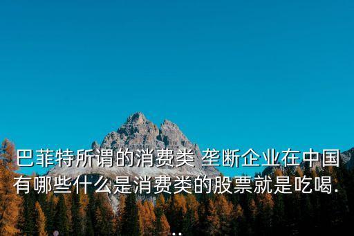 巴菲特所謂的消費(fèi)類(lèi) 壟斷企業(yè)在中國(guó)有哪些什么是消費(fèi)類(lèi)的股票就是吃喝...