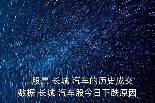 長(zhǎng)城汽車股票暴跌,601633長(zhǎng)城汽車股票行情