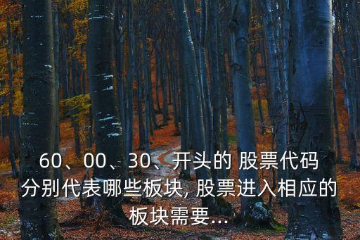 60、00、30、開頭的 股票代碼分別代表哪些板塊, 股票進(jìn)入相應(yīng)的板塊需要...