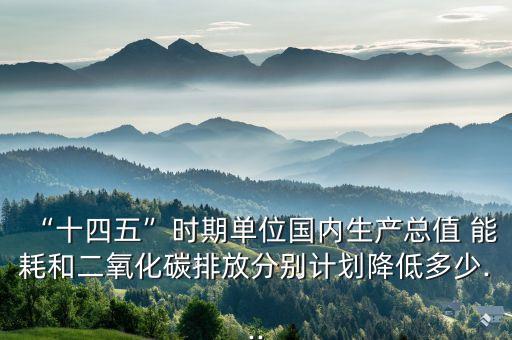 “十四五”時期單位國內(nèi)生產(chǎn)總值 能耗和二氧化碳排放分別計(jì)劃降低多少...