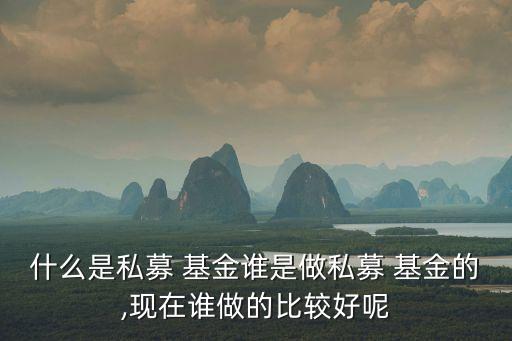 什么是私募 基金誰是做私募 基金的,現在誰做的比較好呢