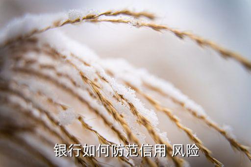  銀行如何防范信用 風險