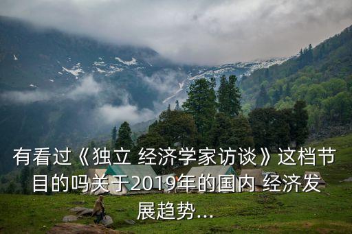 有看過《獨立 經(jīng)濟學家訪談》這檔節(jié)目的嗎關(guān)于2019年的國內(nèi) 經(jīng)濟發(fā)展趨勢...