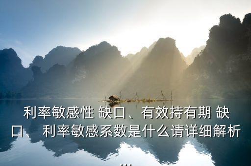  利率敏感性 缺口、有效持有期 缺口、 利率敏感系數(shù)是什么請(qǐng)?jiān)敿?xì)解析...