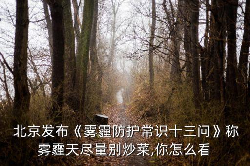  北京發(fā)布《霧霾防護(hù)常識(shí)十三問》稱霧霾天盡量別炒菜,你怎么看