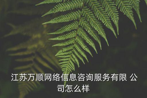  江蘇萬順網(wǎng)絡信息咨詢服務有限 公司怎么樣