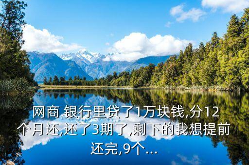  網(wǎng)商 銀行里貸了1萬(wàn)塊錢(qián),分12個(gè)月還,還了3期了,剩下的我想提前還完,9個(gè)...