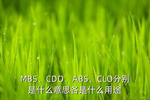 MBS、CDO、ABS、CLO分別是什么意思各是什么用途