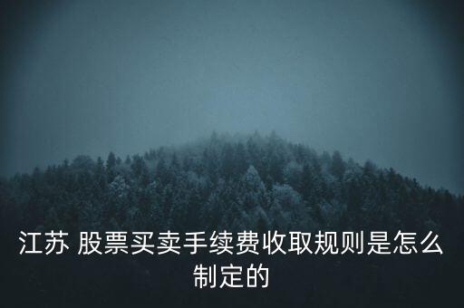 江蘇 股票買(mǎi)賣(mài)手續(xù)費(fèi)收取規(guī)則是怎么制定的