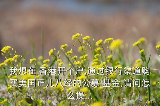 我想在 香港開個(gè)戶,通過(guò)銀行渠道購(gòu)買美國(guó)正兒八經(jīng)的公募 基金,請(qǐng)問(wèn)怎么操...