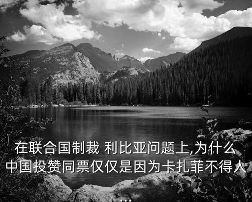 在聯(lián)合國(guó)制裁 利比亞問題上,為什么中國(guó)投贊同票僅僅是因?yàn)榭ㄔ撇坏萌?..