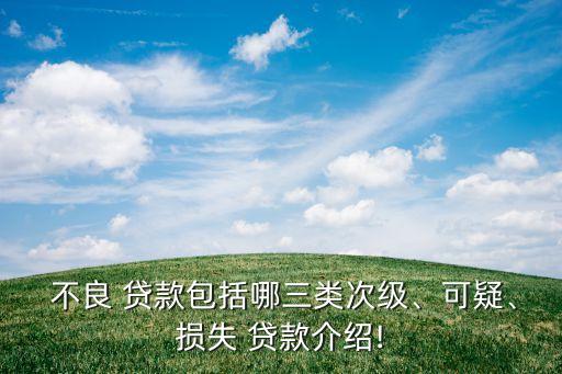  不良 貸款包括哪三類次級(jí)、可疑、損失 貸款介紹!