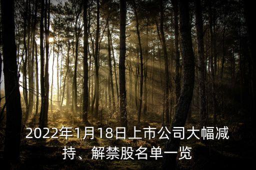 2022年1月18日上市公司大幅減持、解禁股名單一覽