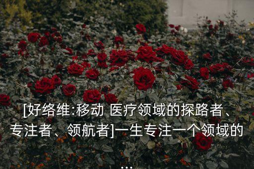 [好絡(luò)維:移動 醫(yī)療領(lǐng)域的探路者、專注者、領(lǐng)航者]一生專注一個領(lǐng)域的...