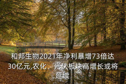 和邦生物2021年凈利暴增73倍達(dá)30億元,農(nóng)化、光伏板塊高增長或?qū)⒀永m(xù)