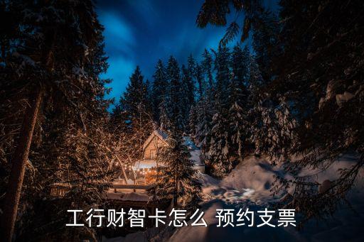 工行財智卡怎么 預約支票