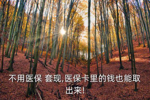 不用醫(yī)保 套現(xiàn),醫(yī)?？ɡ锏腻X(qián)也能取出來(lái)!