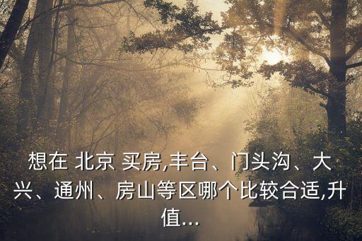 想在 北京 買房,豐臺(tái)、門頭溝、大興、通州、房山等區(qū)哪個(gè)比較合適,升值...
