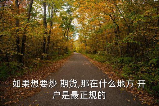如果想要炒 期貨,那在什么地方 開(kāi)戶(hù)是最正規(guī)的