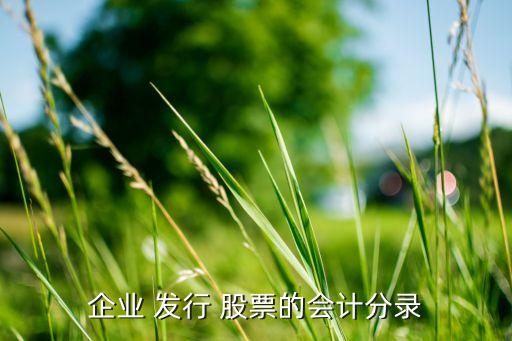 企業(yè) 發(fā)行 股票的會計(jì)分錄