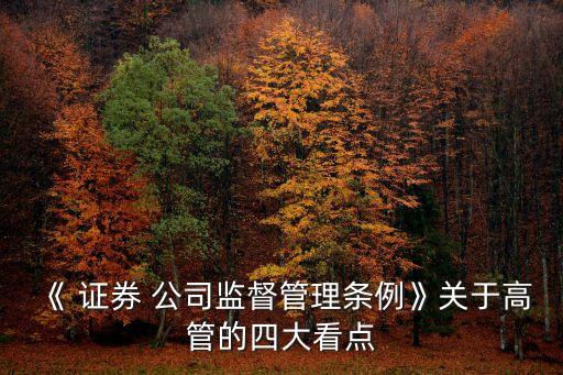 《 證券 公司監(jiān)督管理條例》關(guān)于高管的四大看點(diǎn)