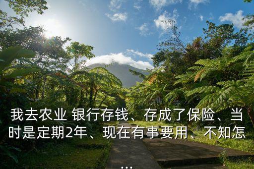 我去農(nóng)業(yè) 銀行存錢、存成了保險(xiǎn)、當(dāng)時(shí)是定期2年、現(xiàn)在有事要用、不知怎...