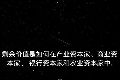 剩余價(jià)值是如何在產(chǎn)業(yè)資本家、商業(yè)資本家、 銀行資本家和農(nóng)業(yè)資本家中...