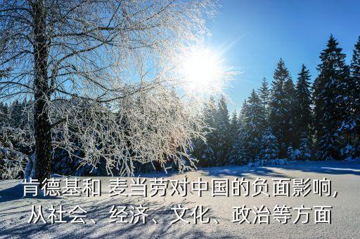 肯德基和 麥當(dāng)勞對(duì)中國(guó)的負(fù)面影響,從社會(huì)、經(jīng)濟(jì)、文化、政治等方面