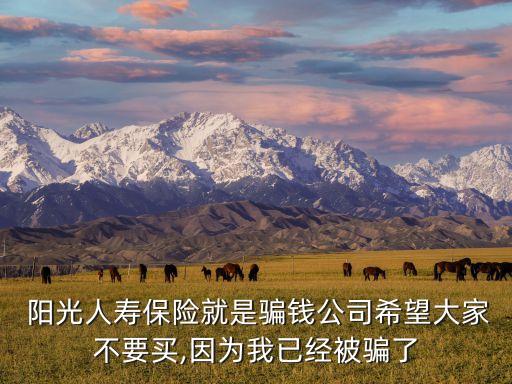  陽光人壽保險就是騙錢公司希望大家不要買,因為我已經被騙了