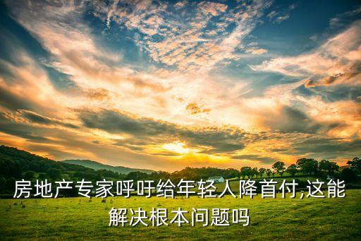 房地產(chǎn)專(zhuān)家呼吁給年輕人降首付,這能解決根本問(wèn)題嗎