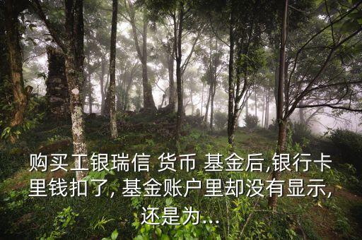 購(gòu)買(mǎi)工銀瑞信 貨幣 基金后,銀行卡里錢(qián)扣了, 基金賬戶里卻沒(méi)有顯示,還是為...