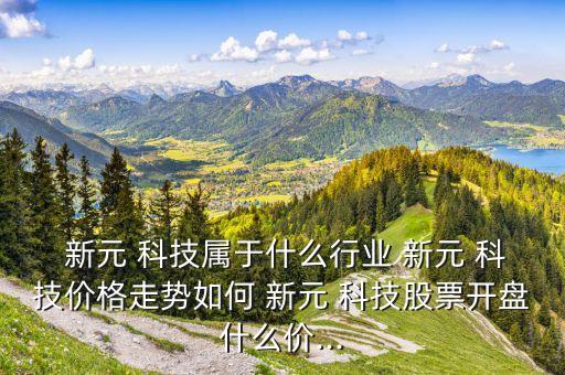  新元 科技屬于什么行業(yè) 新元 科技價(jià)格走勢如何 新元 科技股票開盤什么價(jià)...