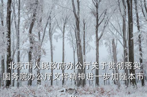  北京市人民政府辦公廳關(guān)于貫徹落實國務院辦公廳文件精神進一步加強本市...